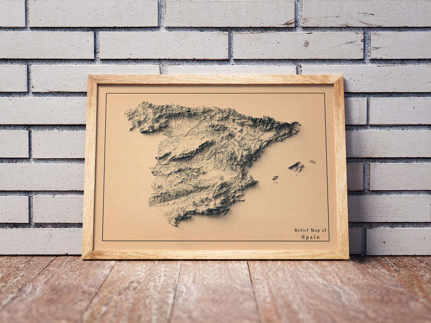 vintage shaded relief map of Spain