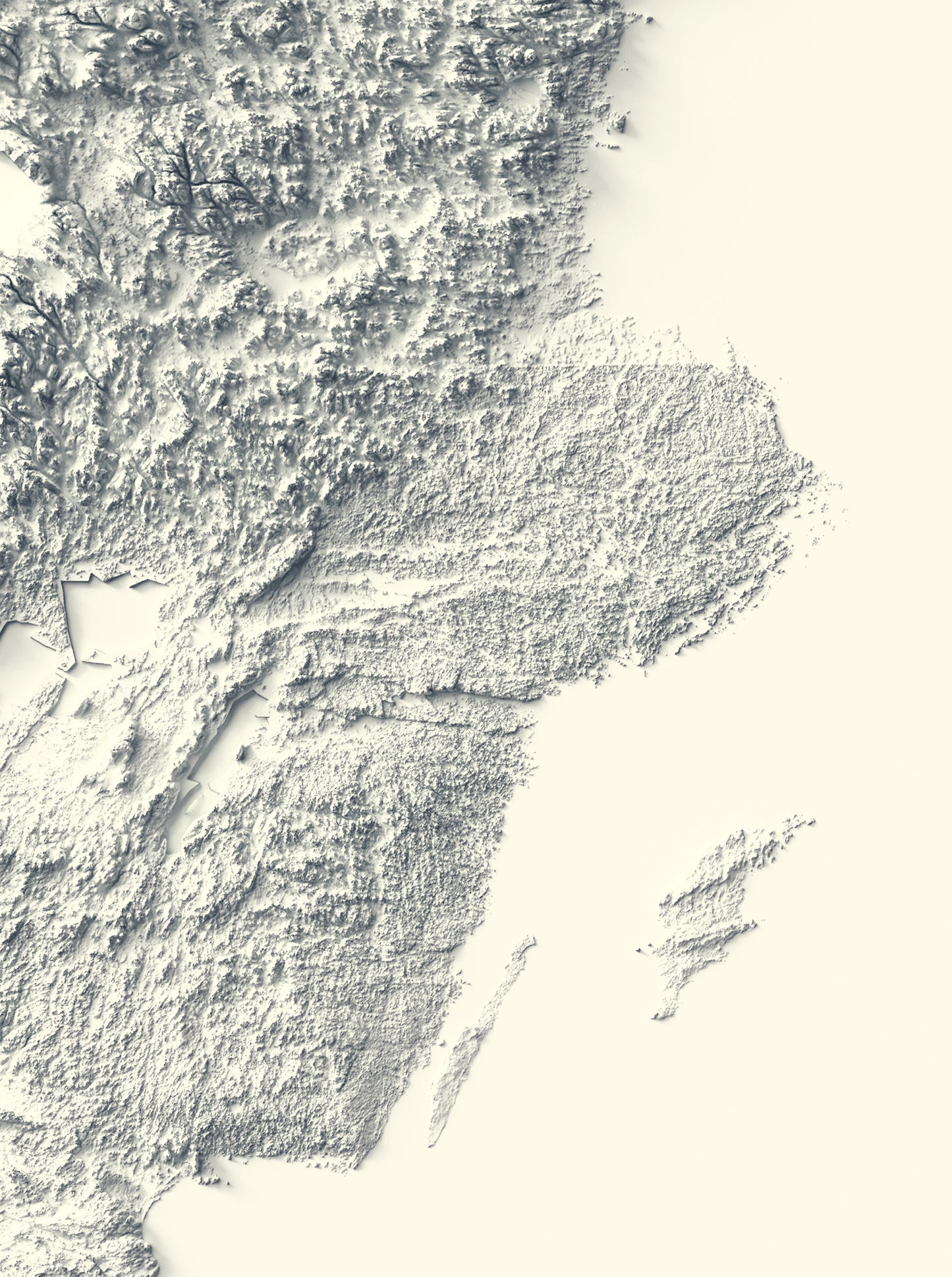 vintage shaded relief map of Sweden