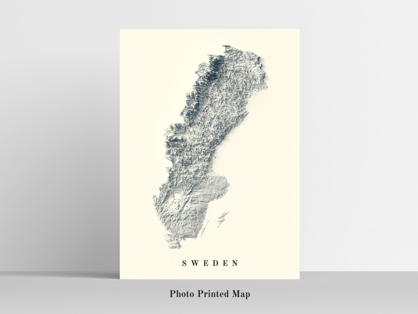 vintage shaded relief map of Sweden