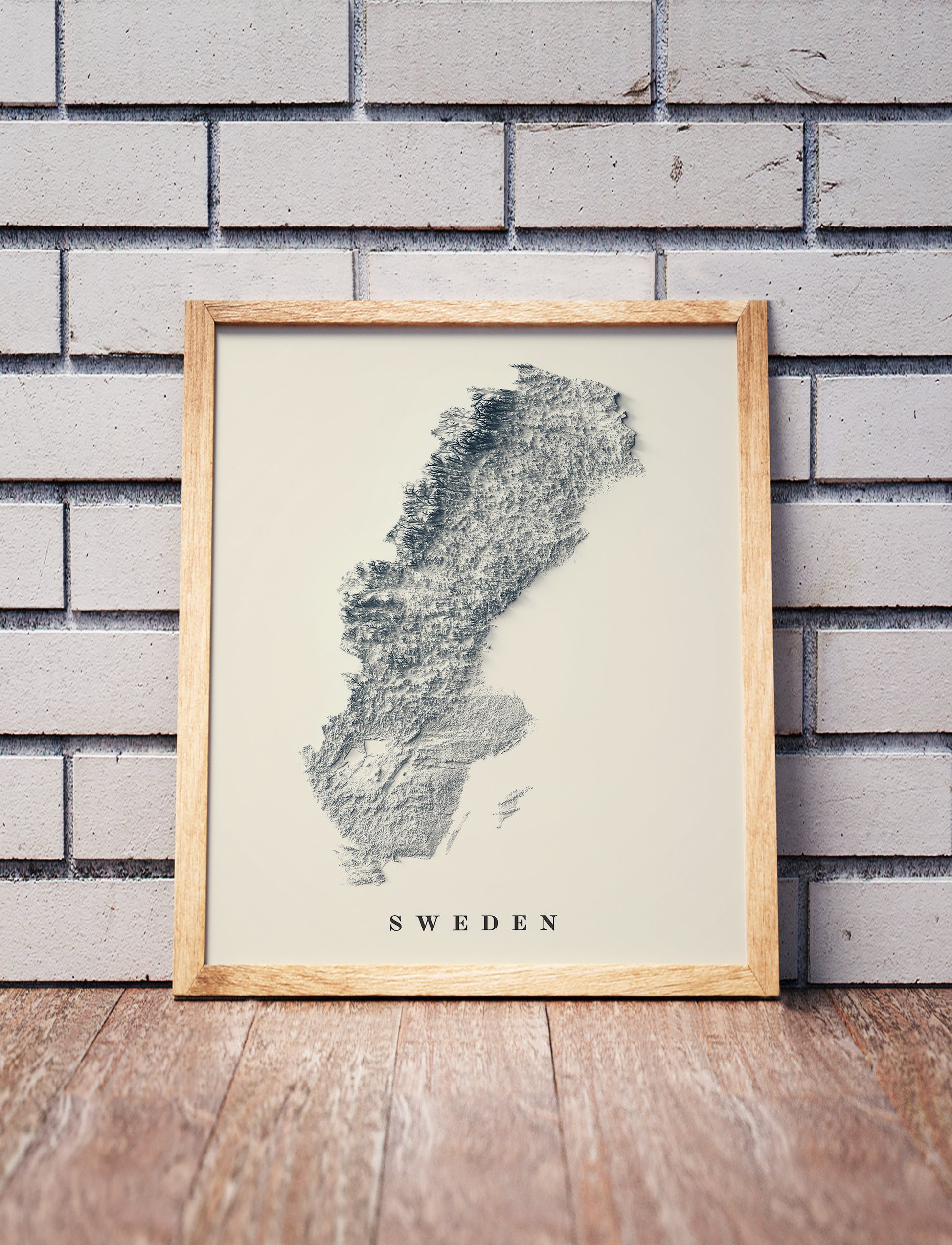 vintage shaded relief map of Sweden