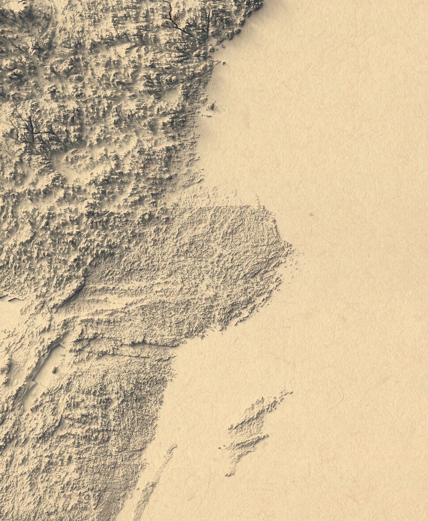 vintage shaded relief map of Sweden