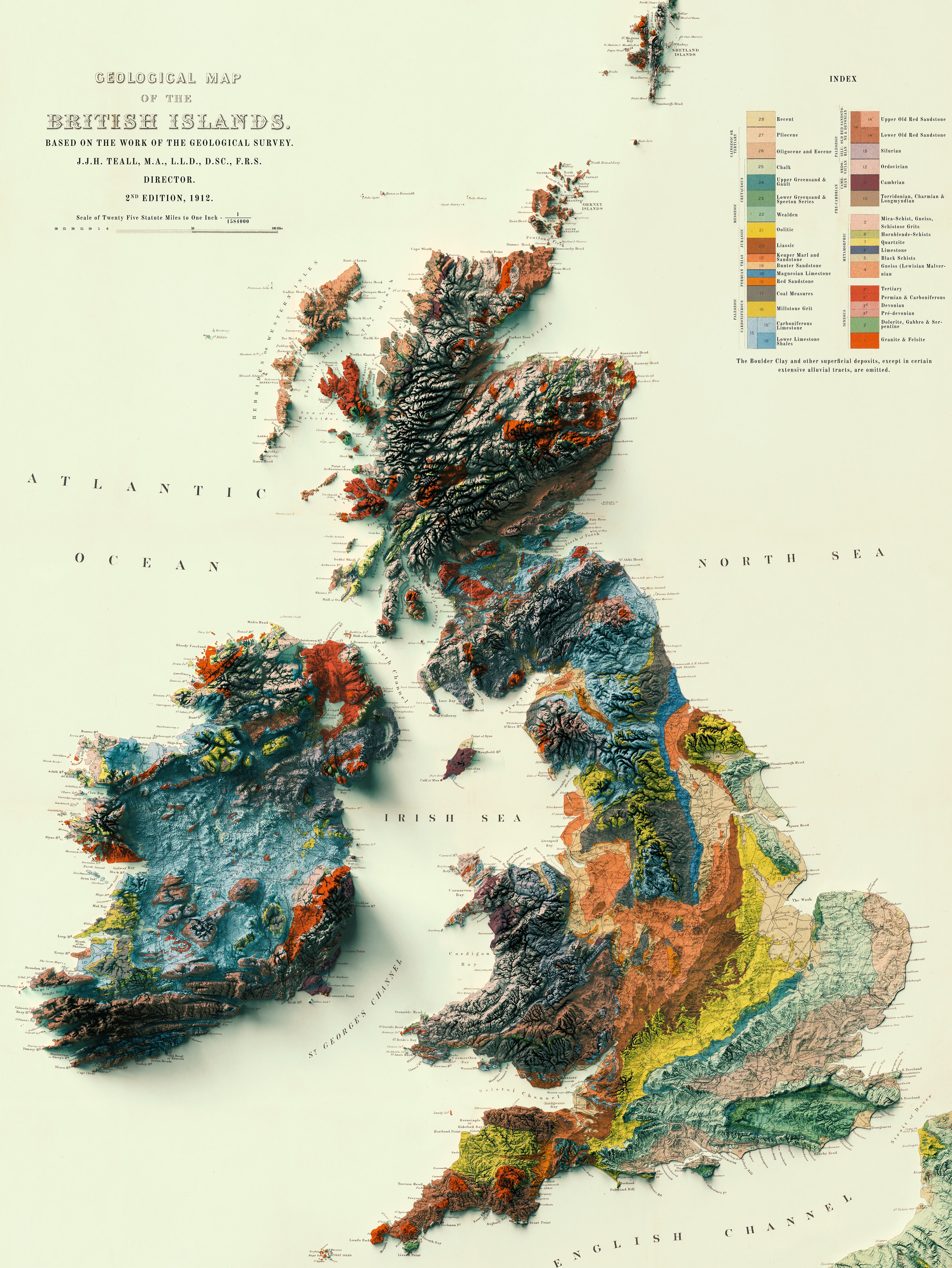 Image showing a relief map of the British Islands and a text saying "vintage shaded relief maps"