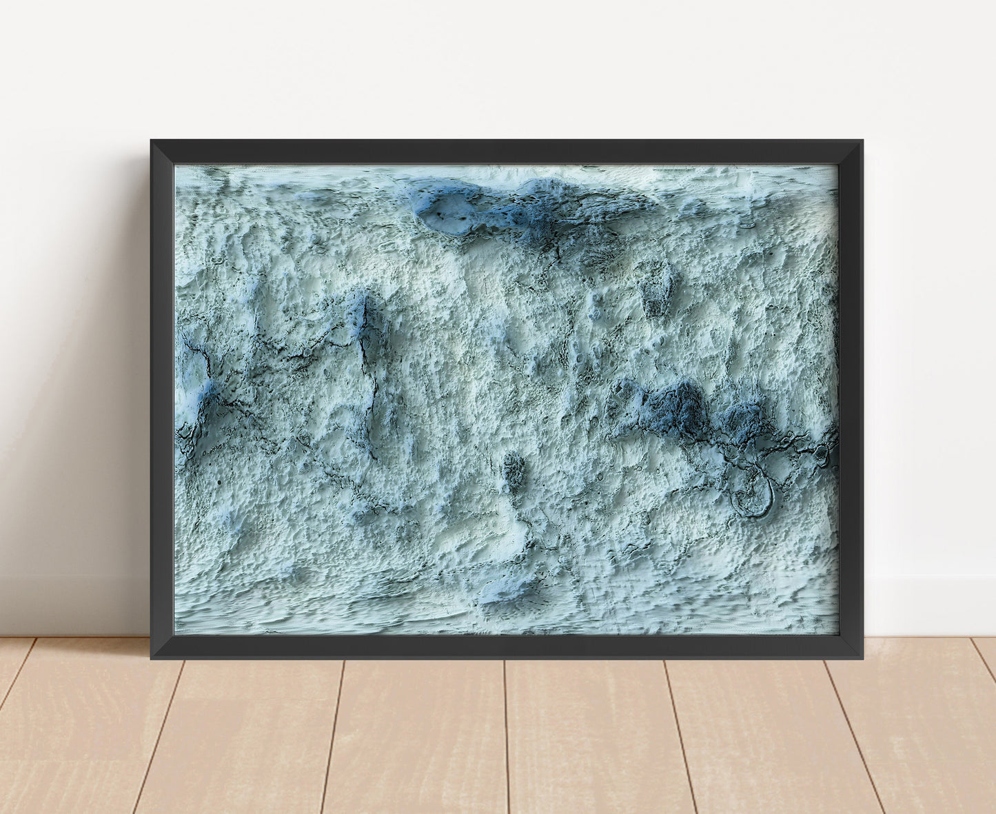 Venus shaded relief map in black frame. Artistic print with realistic terrain effect for wall decor