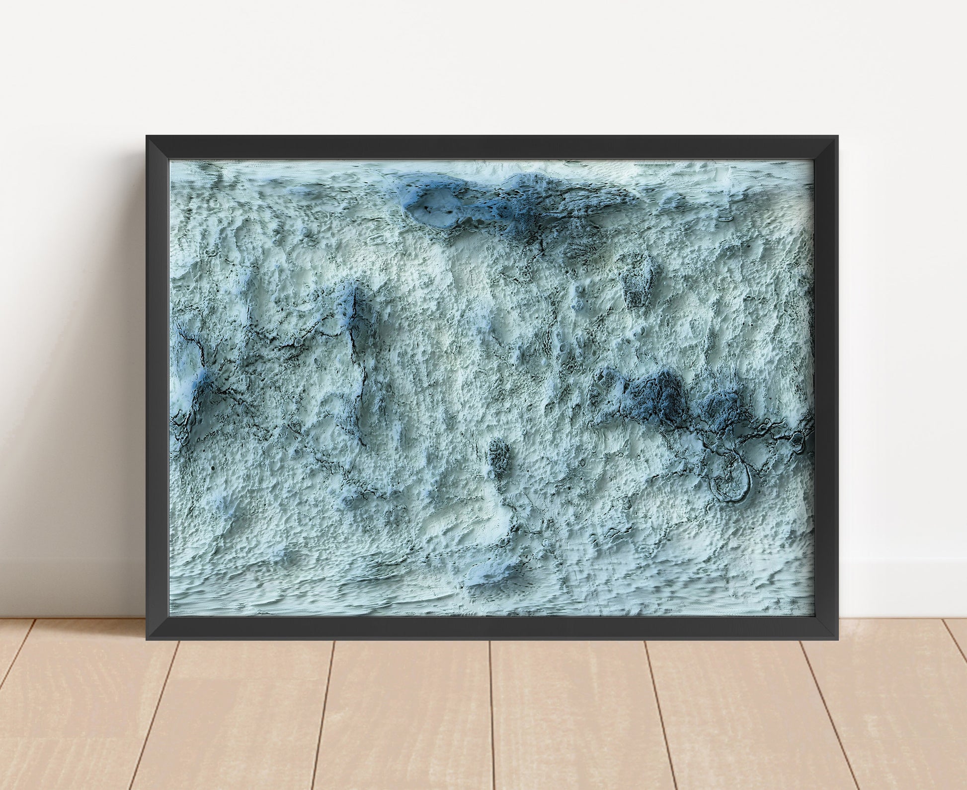 Venus shaded relief map in black frame. Artistic print with realistic terrain effect for wall decor