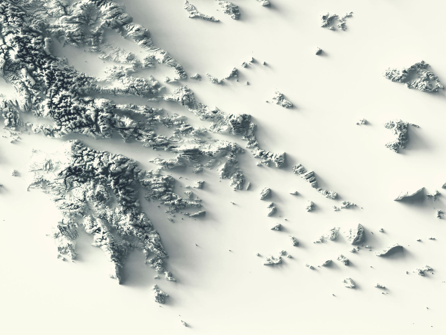 Detailed close-up of a Greece relief map, showcasing textured topography and geographic contours