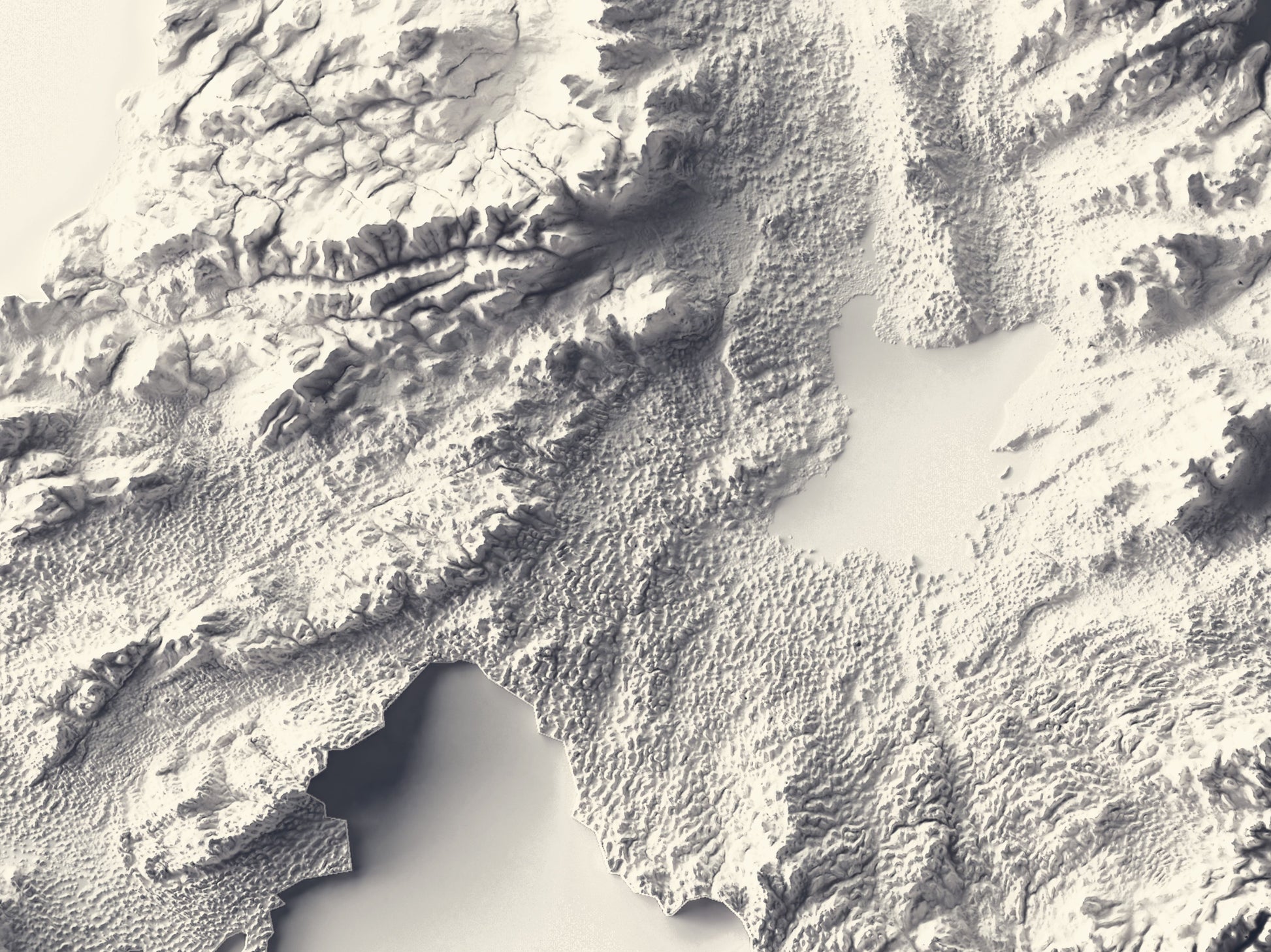 Detailed close-up of a northern ireland relief map, showcasing textured topography and geographic contours