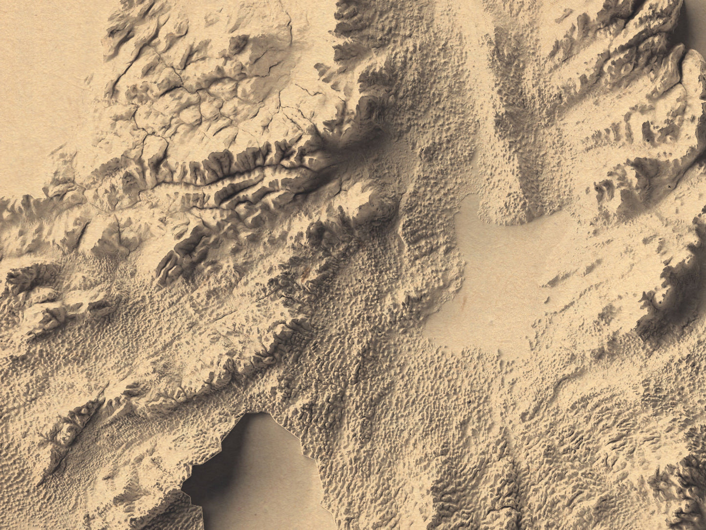 Detailed close-up of a northern ireland relief map, showcasing textured topography and geographic contours