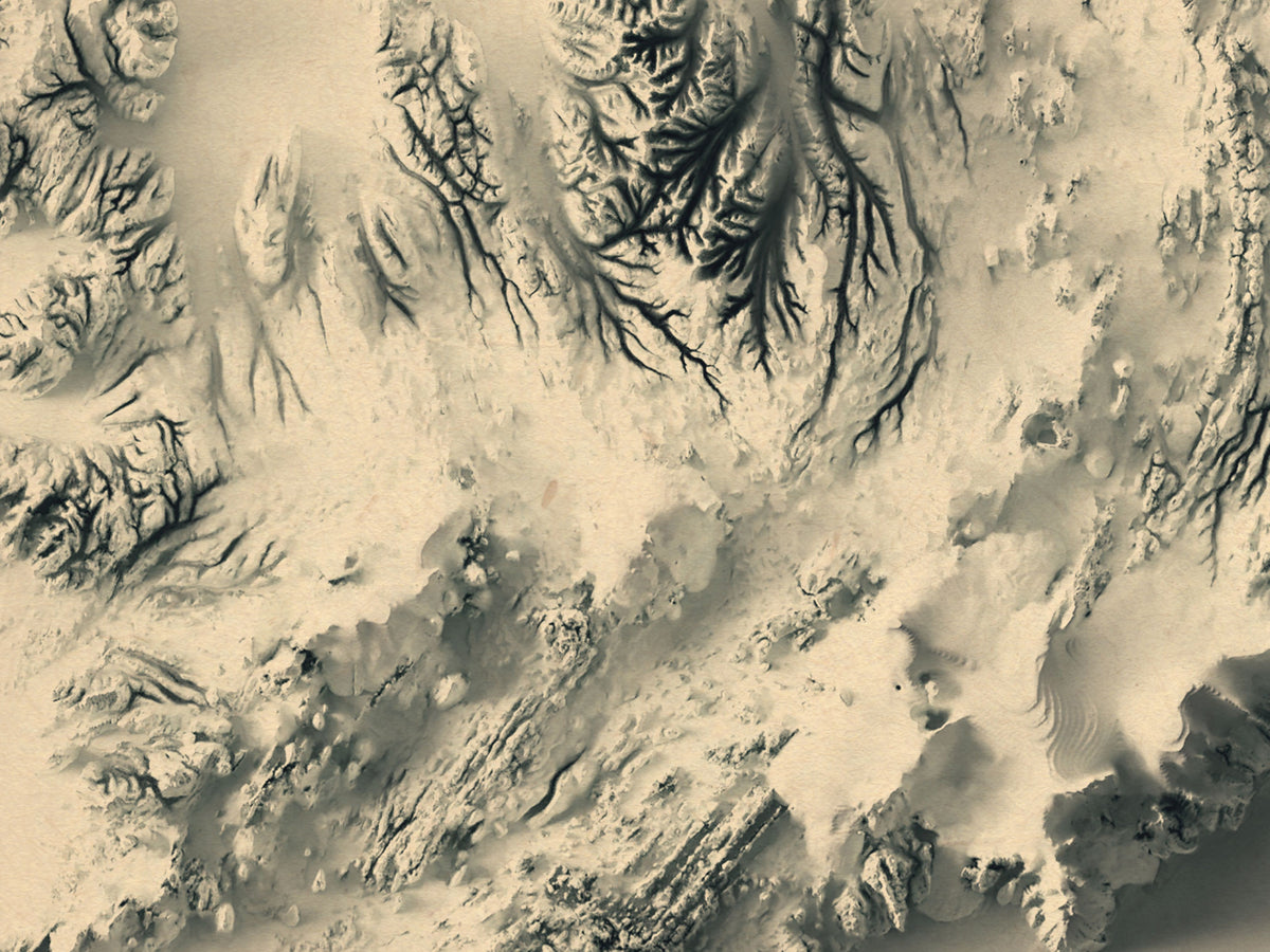 Detailed close-up of a vintage Iceland relief map, showcasing textured topography and geographic contours