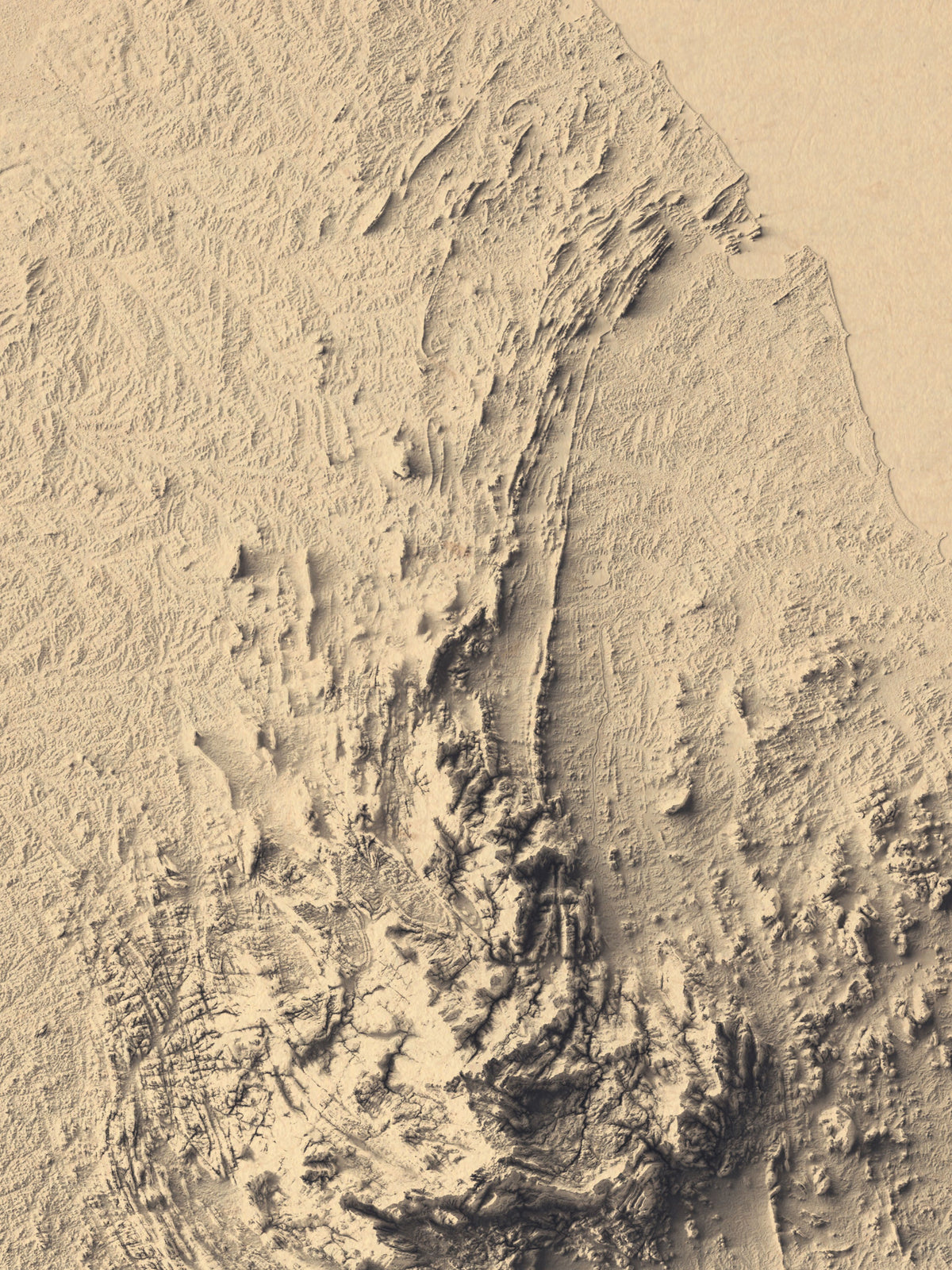 Detailed close-up of a vintage Sri Lanka relief map, showcasing textured topography and geographic contours