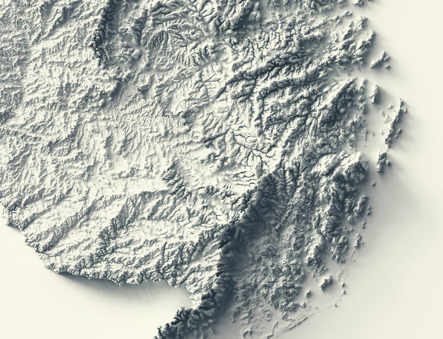 Detailed close-up of a Santa Catarina relief map, showcasing textured topography and geographic contours