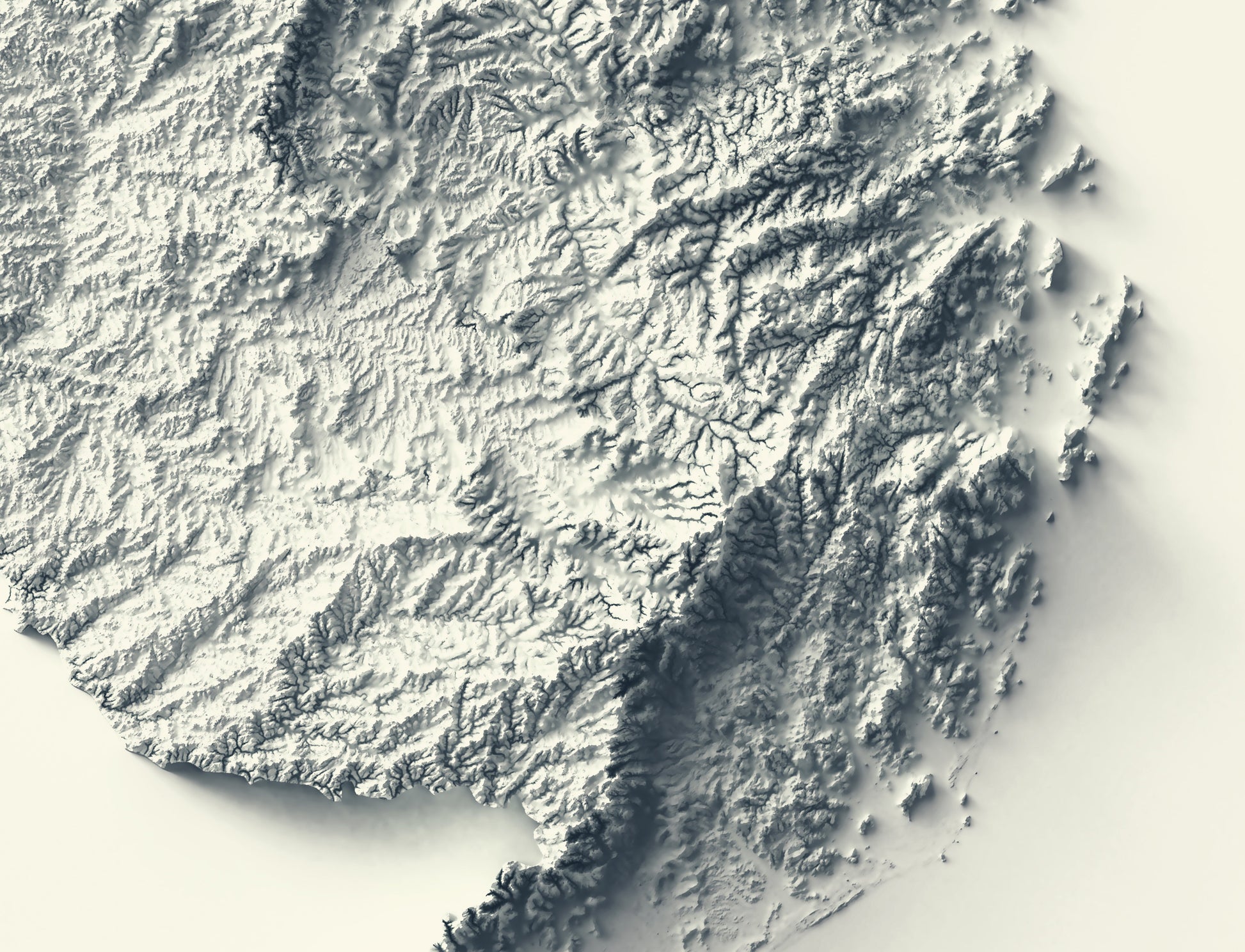 Detailed close-up of a Santa Catarina relief map, showcasing textured topography and geographic contours