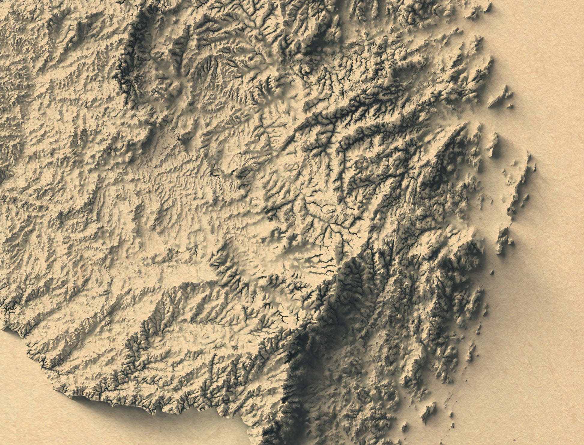 Detailed close-up of a vintage Santa Catarina relief map, showcasing textured topography and geographic contours