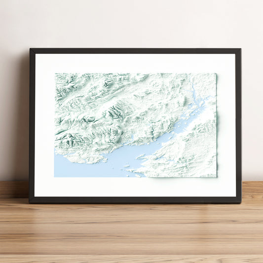 vintage shaded relief map of south wales