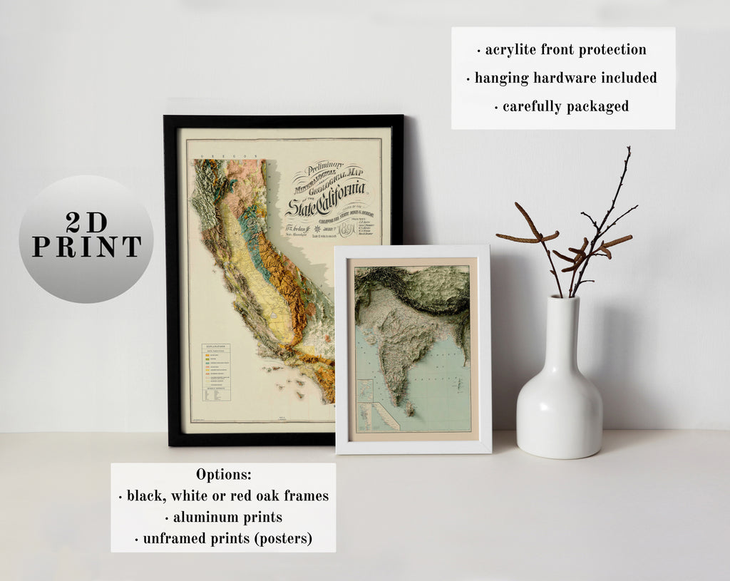 1906 Portugal Relief Map 3D digitally-rendered Art Board Print