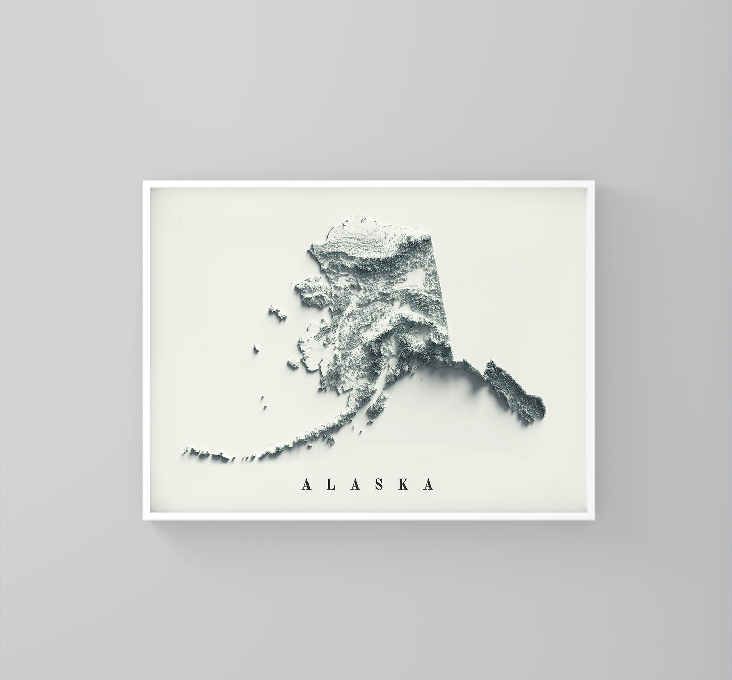 vintage shaded relief map of Alaska, USA