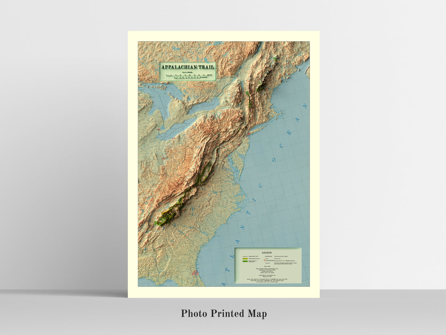 vintage shaded relief map of the Appalachian Trail