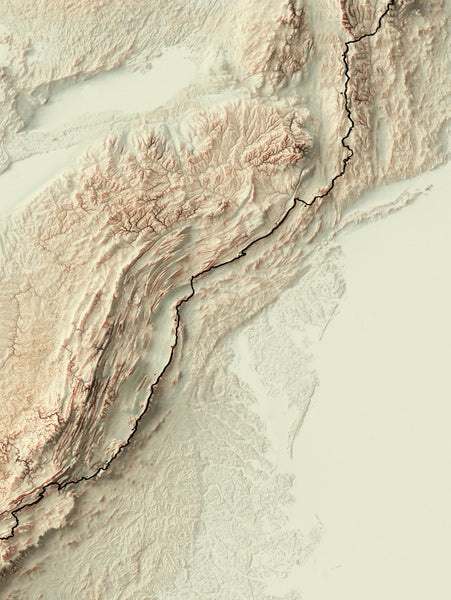 shaded relief map of the Appalachian Trail