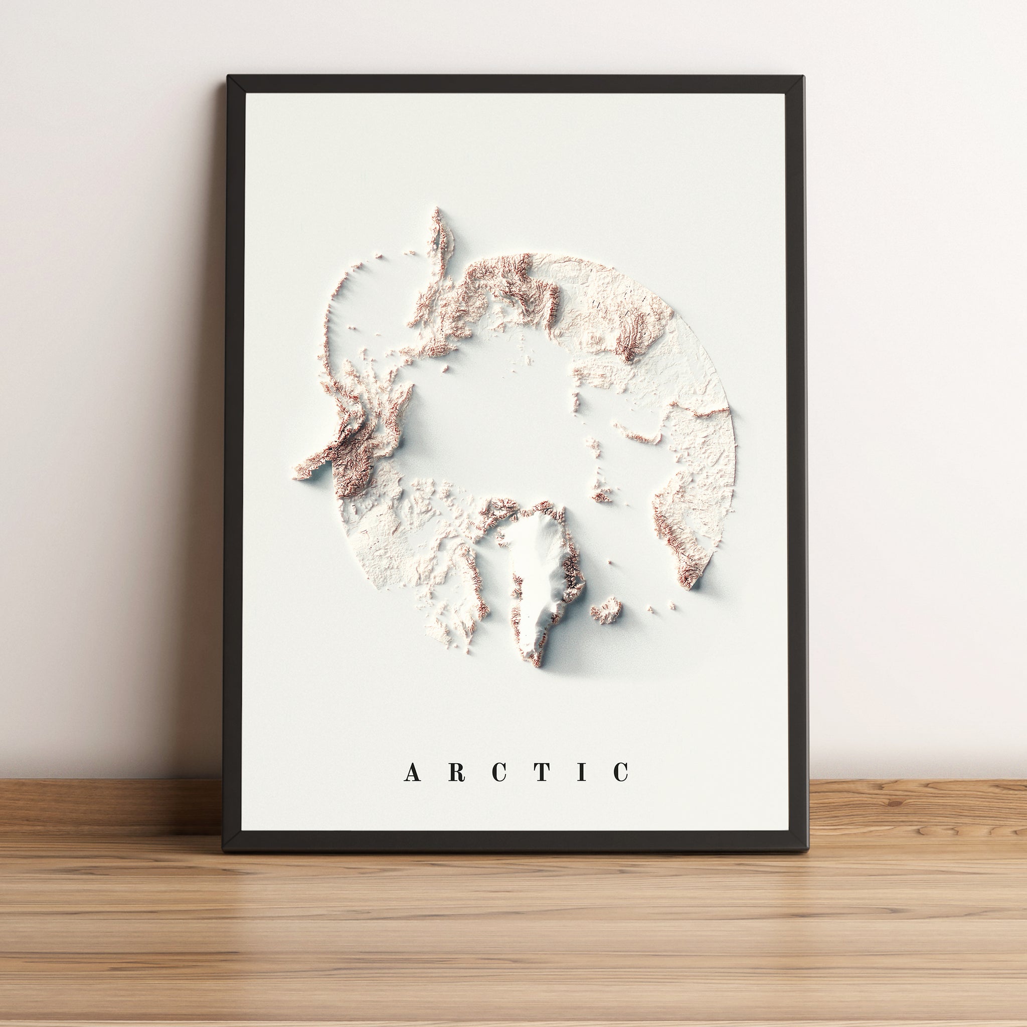 vintage shaded relief map of the arctic region