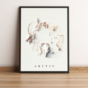 vintage shaded relief map of the arctic region
