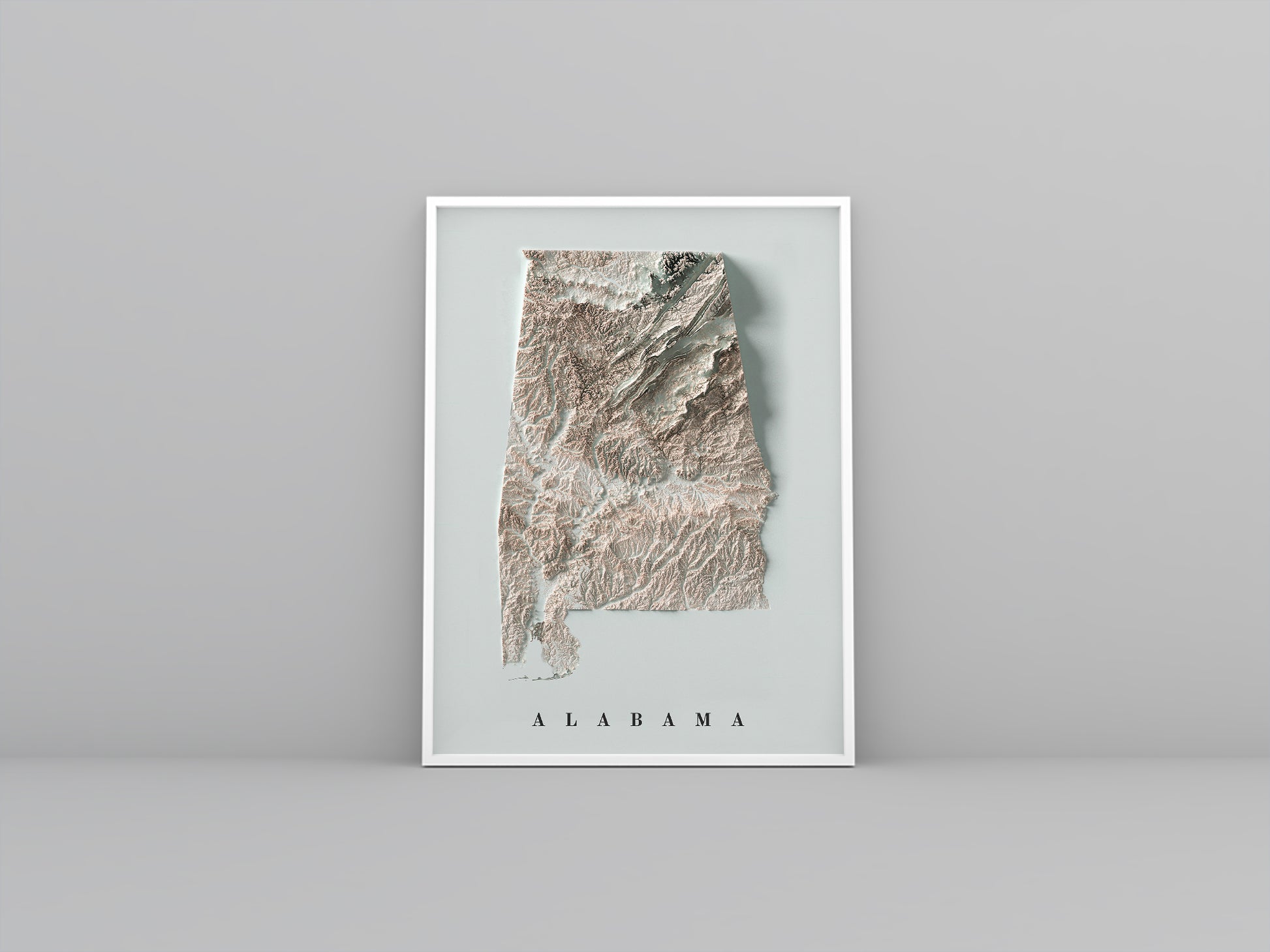 vintage shaded relief map of Alabama, USA