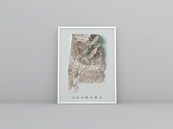 vintage shaded relief map of Alabama, USA
