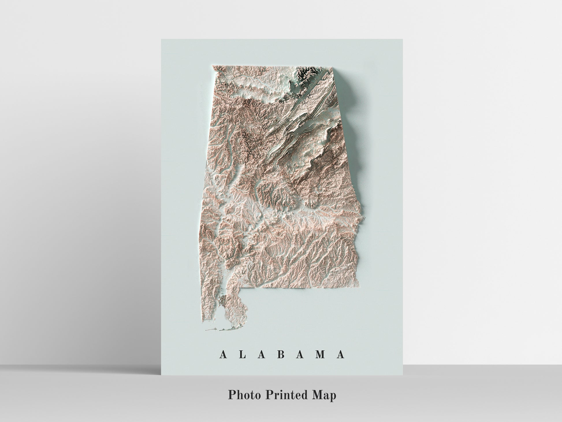 vintage shaded relief map of Alabama, USA