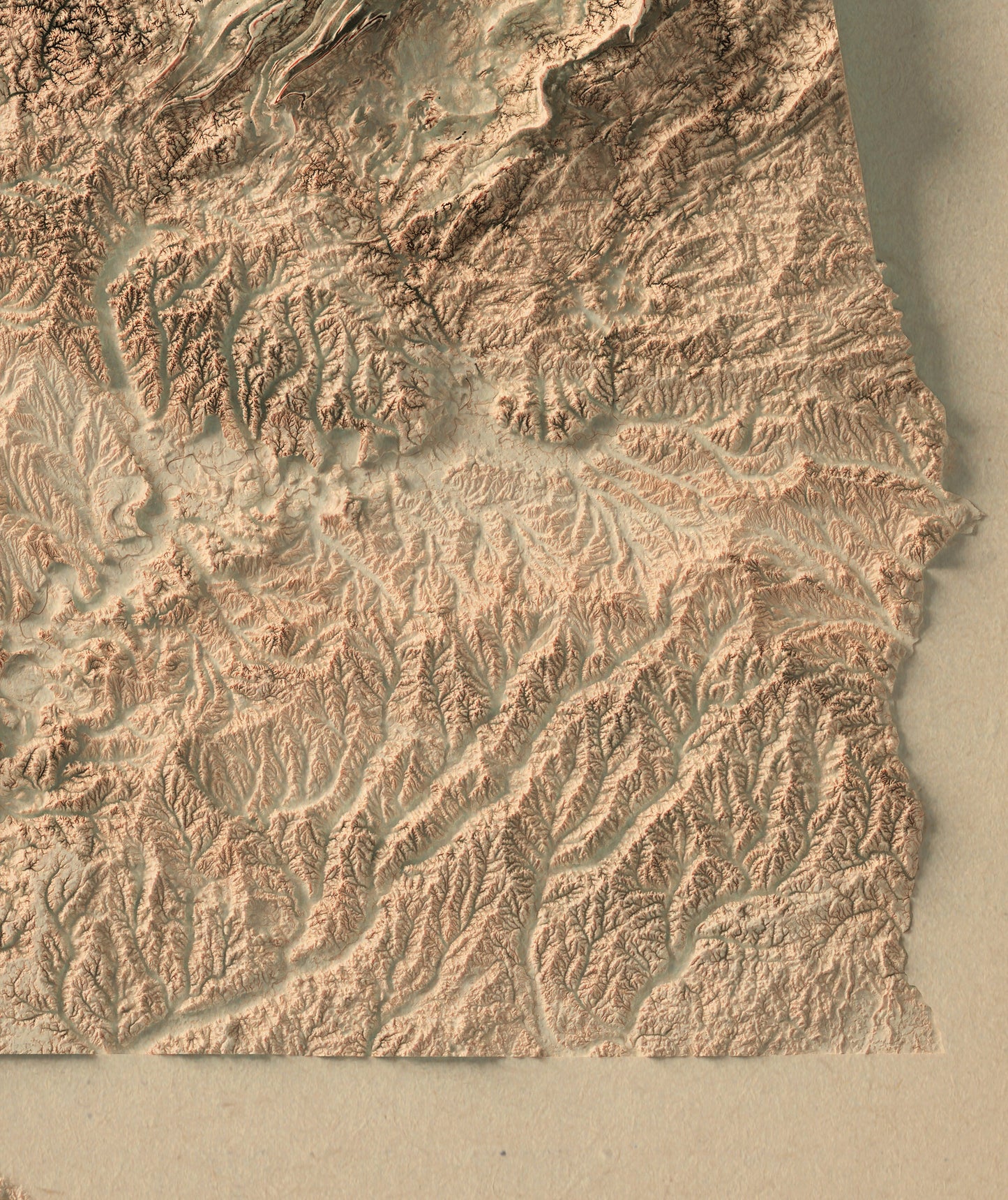 vintage shaded relief map of Alabama, USA