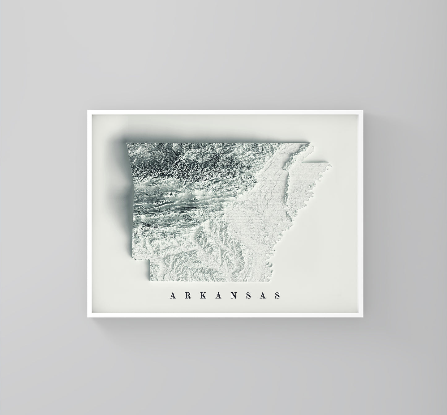 vintage shaded relief map of Arkansas, USA