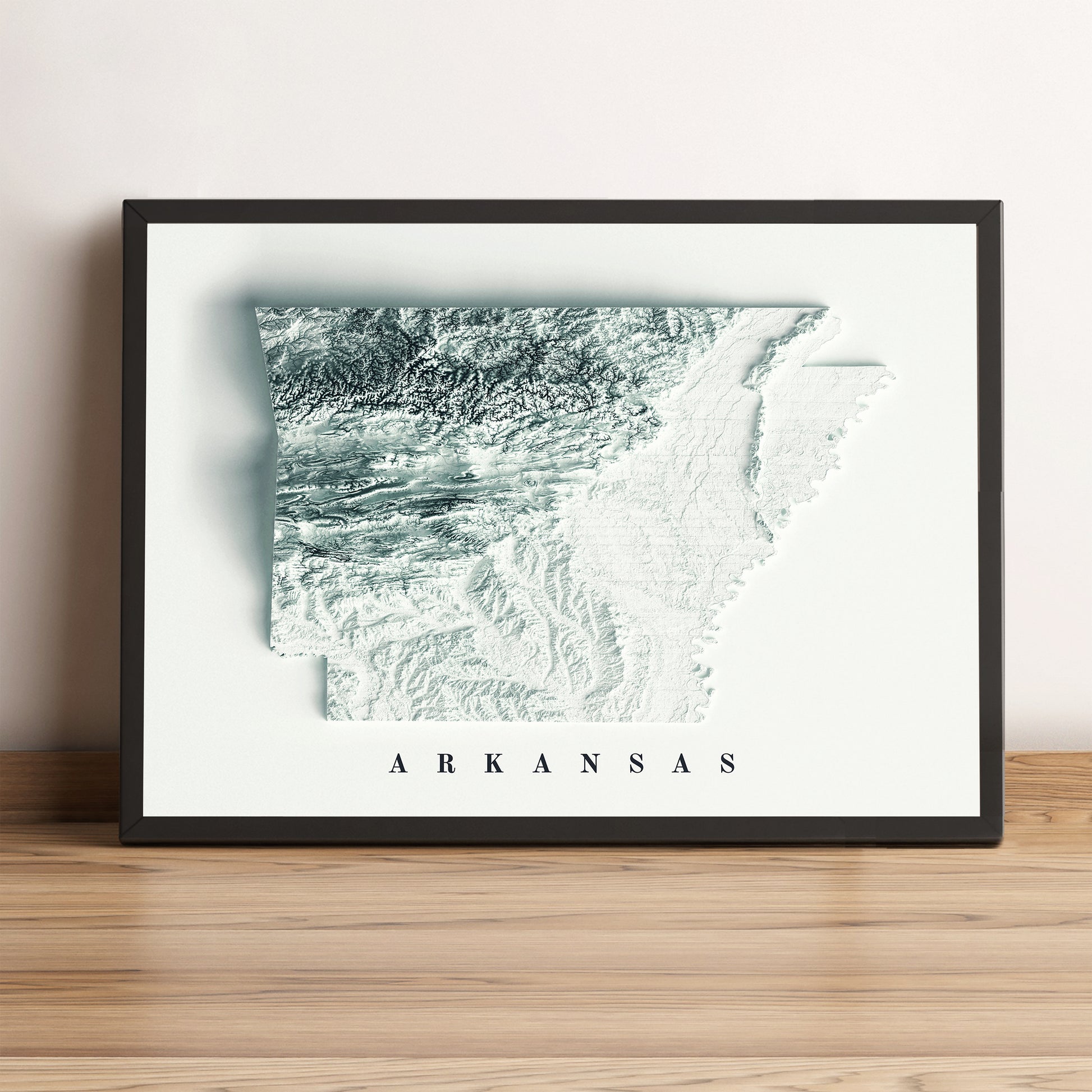 vintage shaded relief map of Arkansas, USA