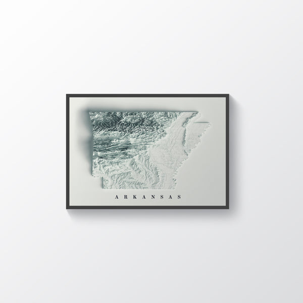 vintage shaded relief map of Arkansas, USA