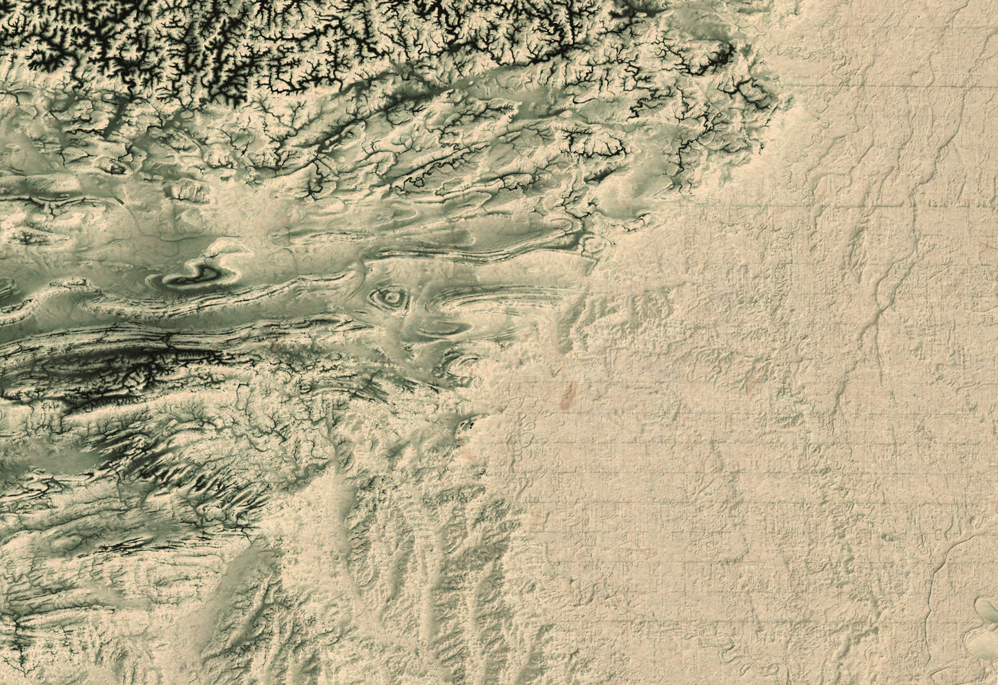 vintage shaded relief map of Arkansas, USA