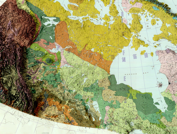 vintage shaded Relief Map of Canada