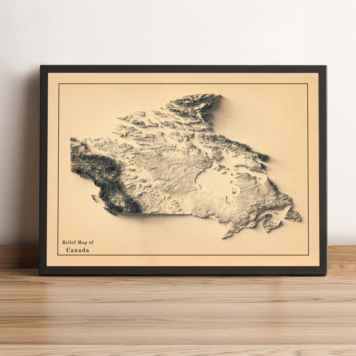 vintage shaded relief map of Canada