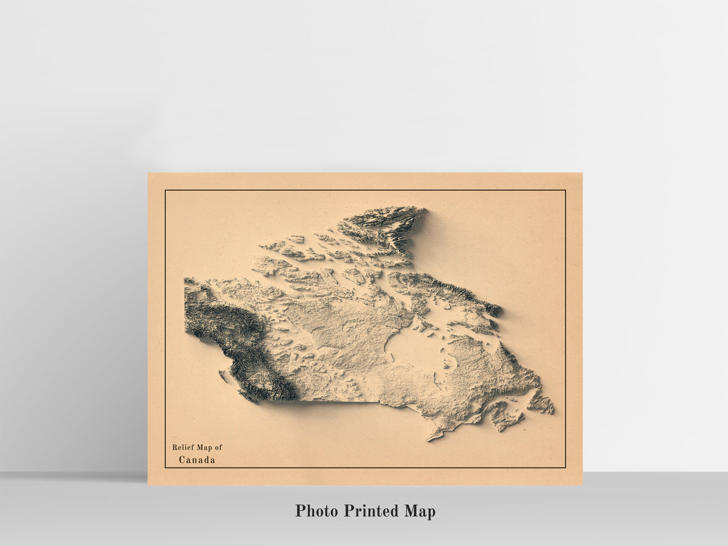 vintage shaded relief map of Canada