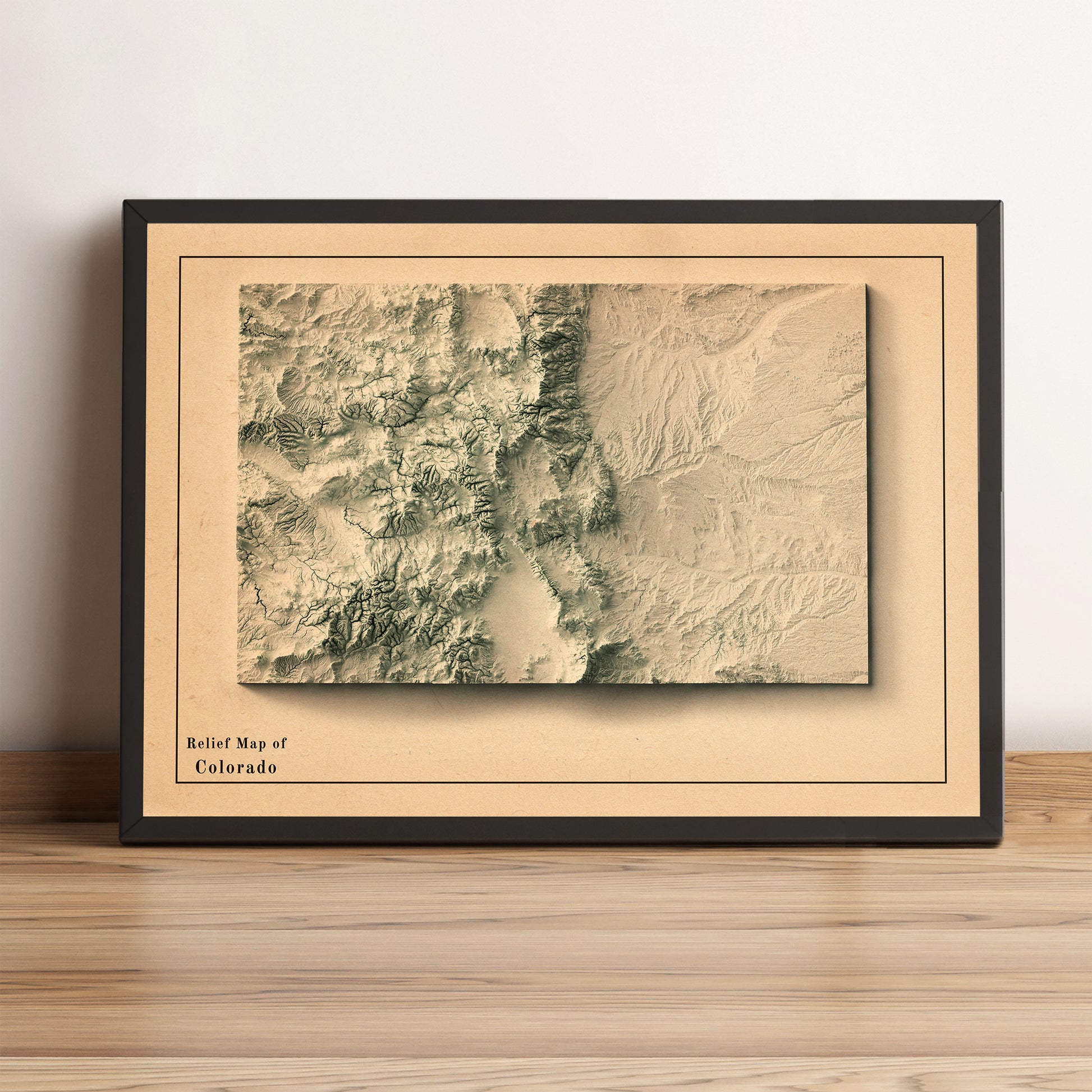 vintage shaded relief map of Colorado, USA