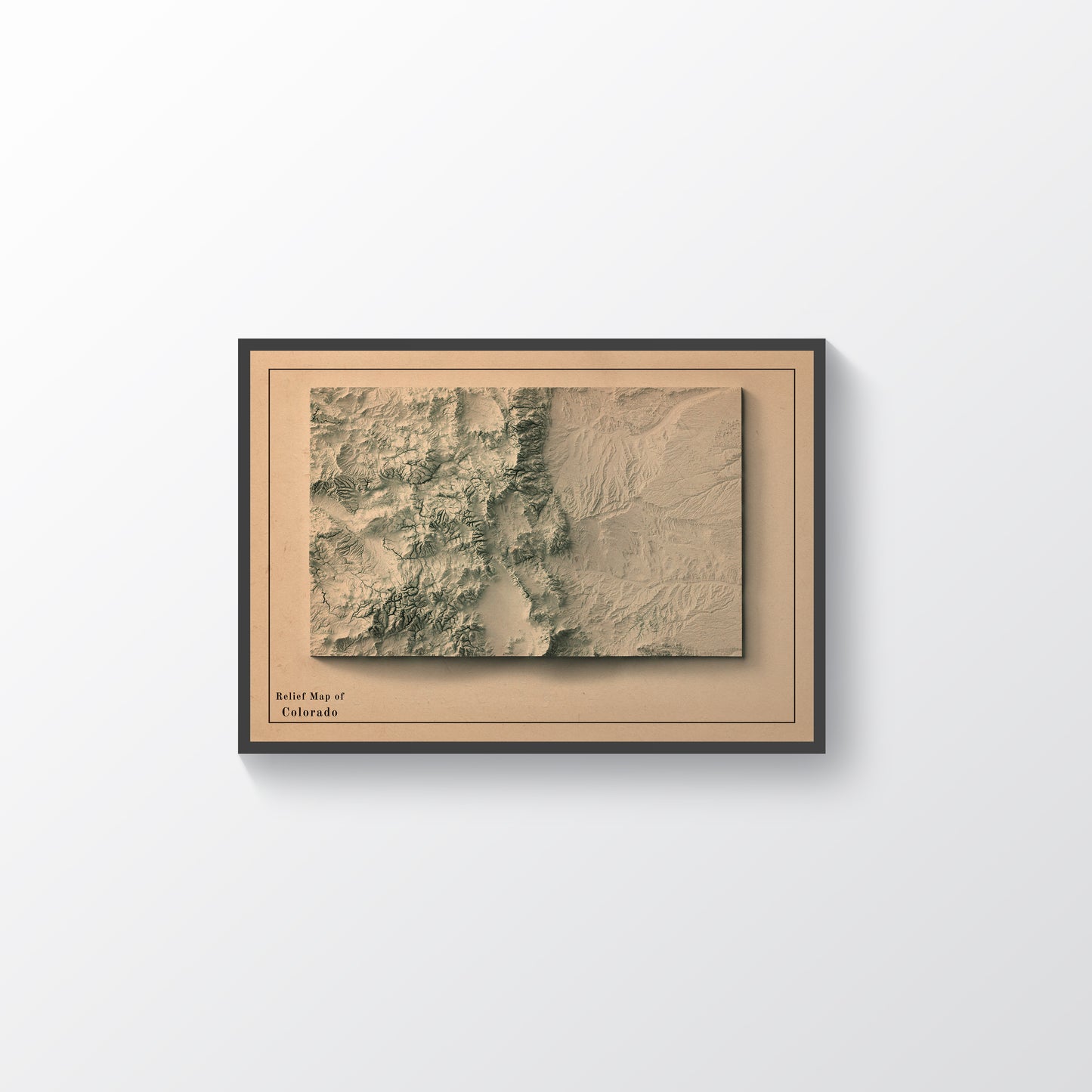 vintage shaded relief map of Colorado, USA