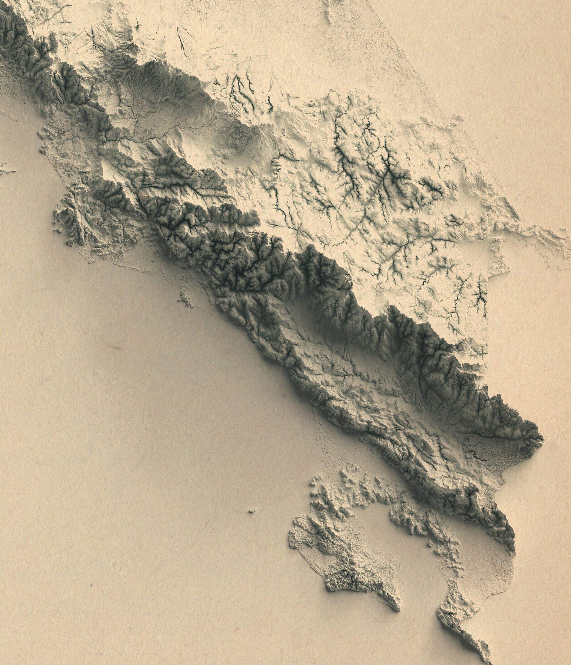 vintage shaded relief map of Costa Rica