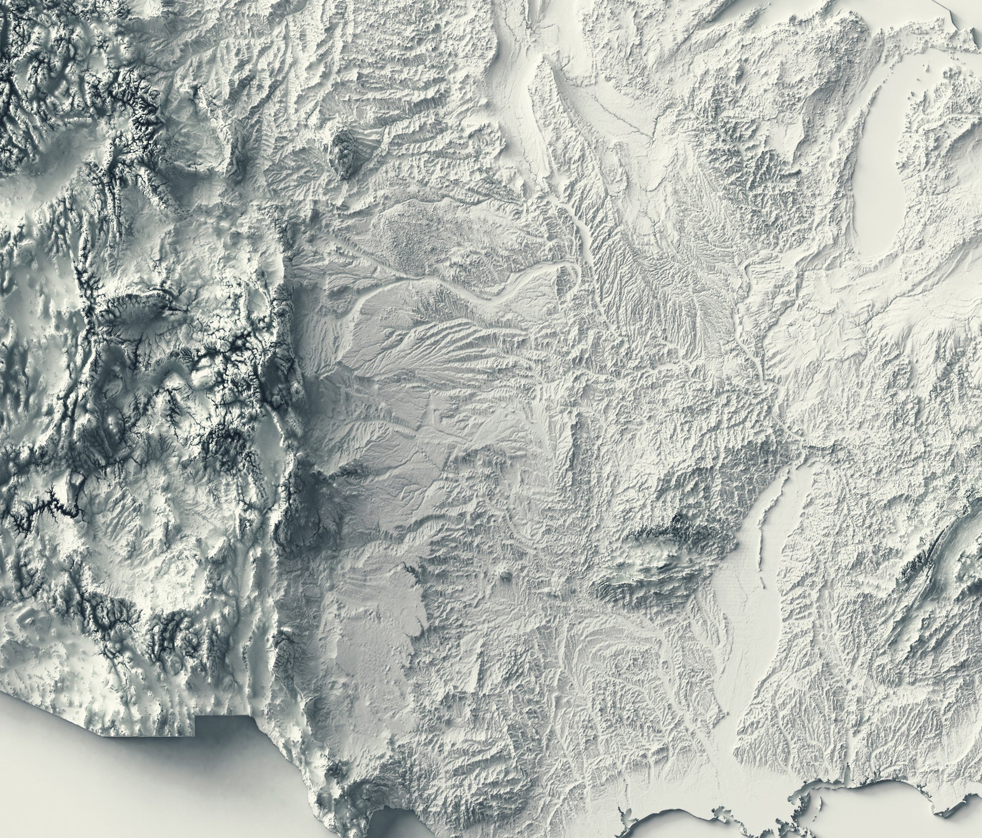 vintage shaded relief map of the United States of America