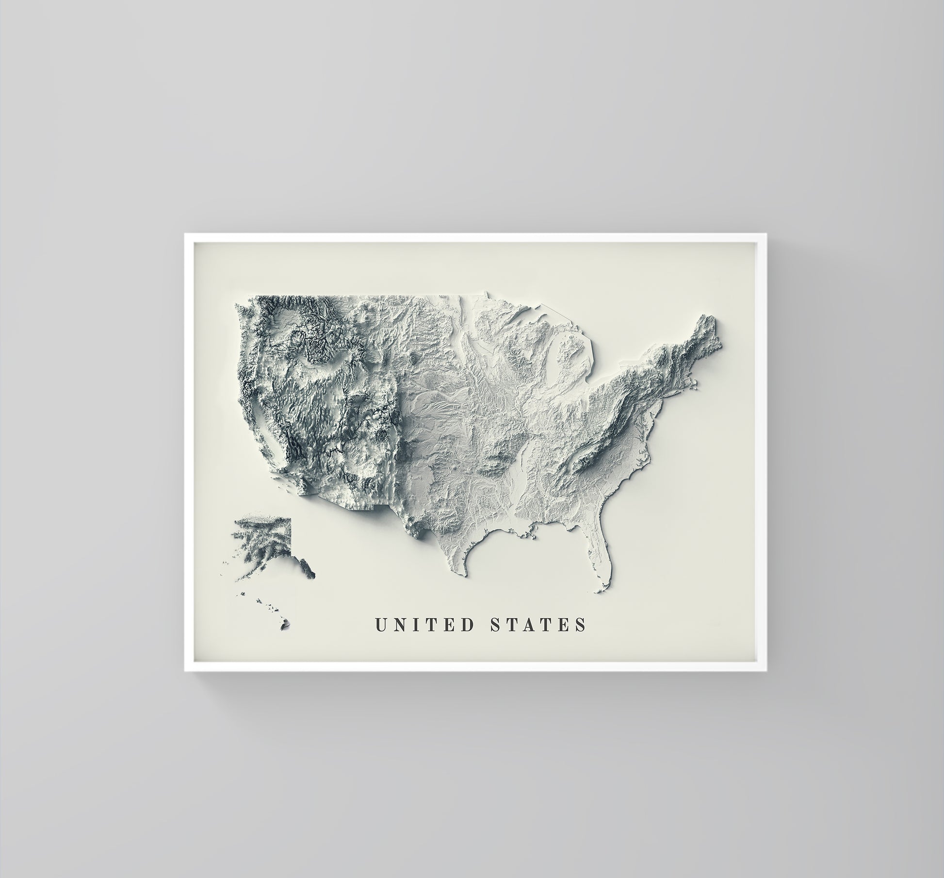 vintage shaded relief map of the United States of America