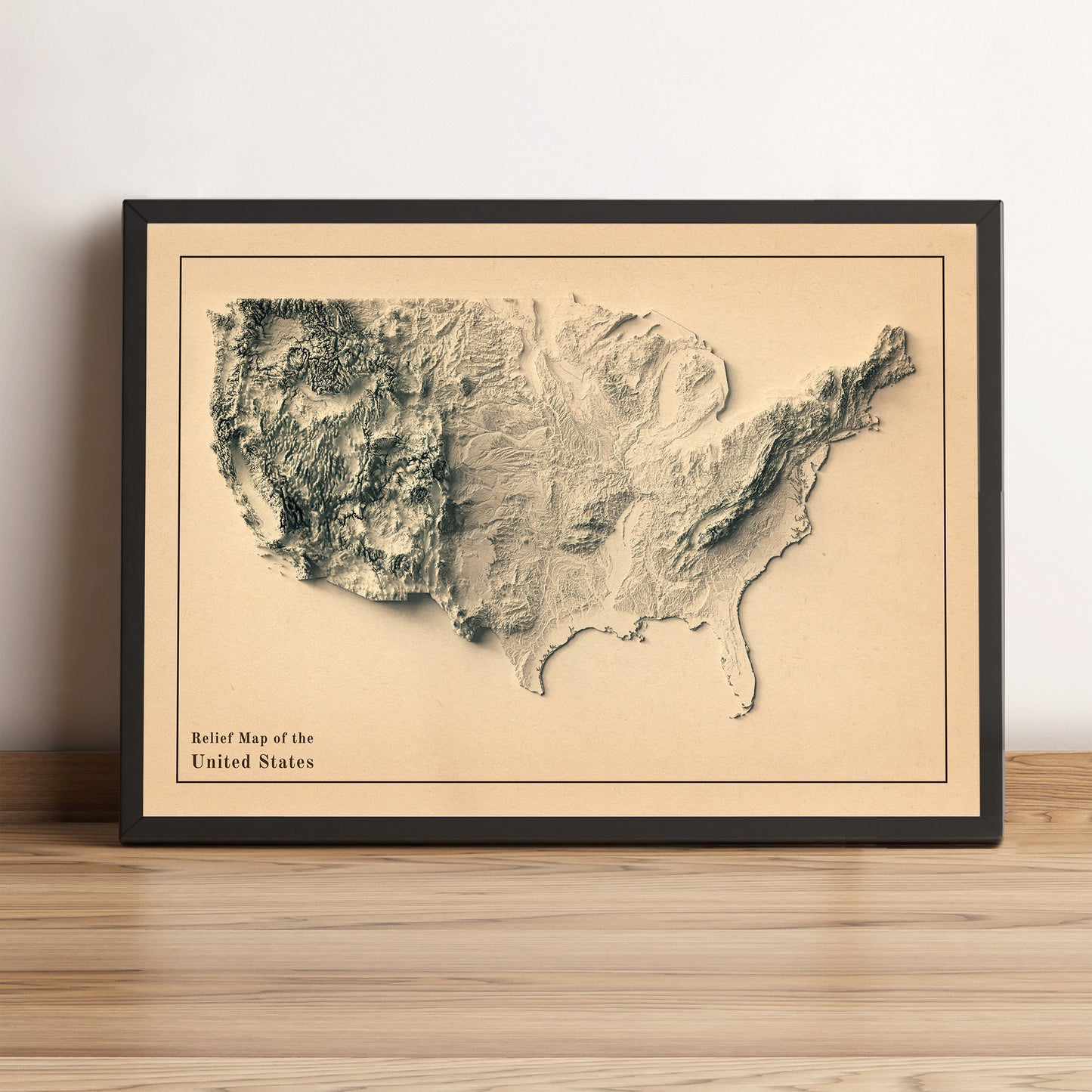 vintage shaded relief map of the United States of America