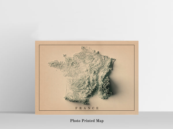 vintage shaded relief map of France