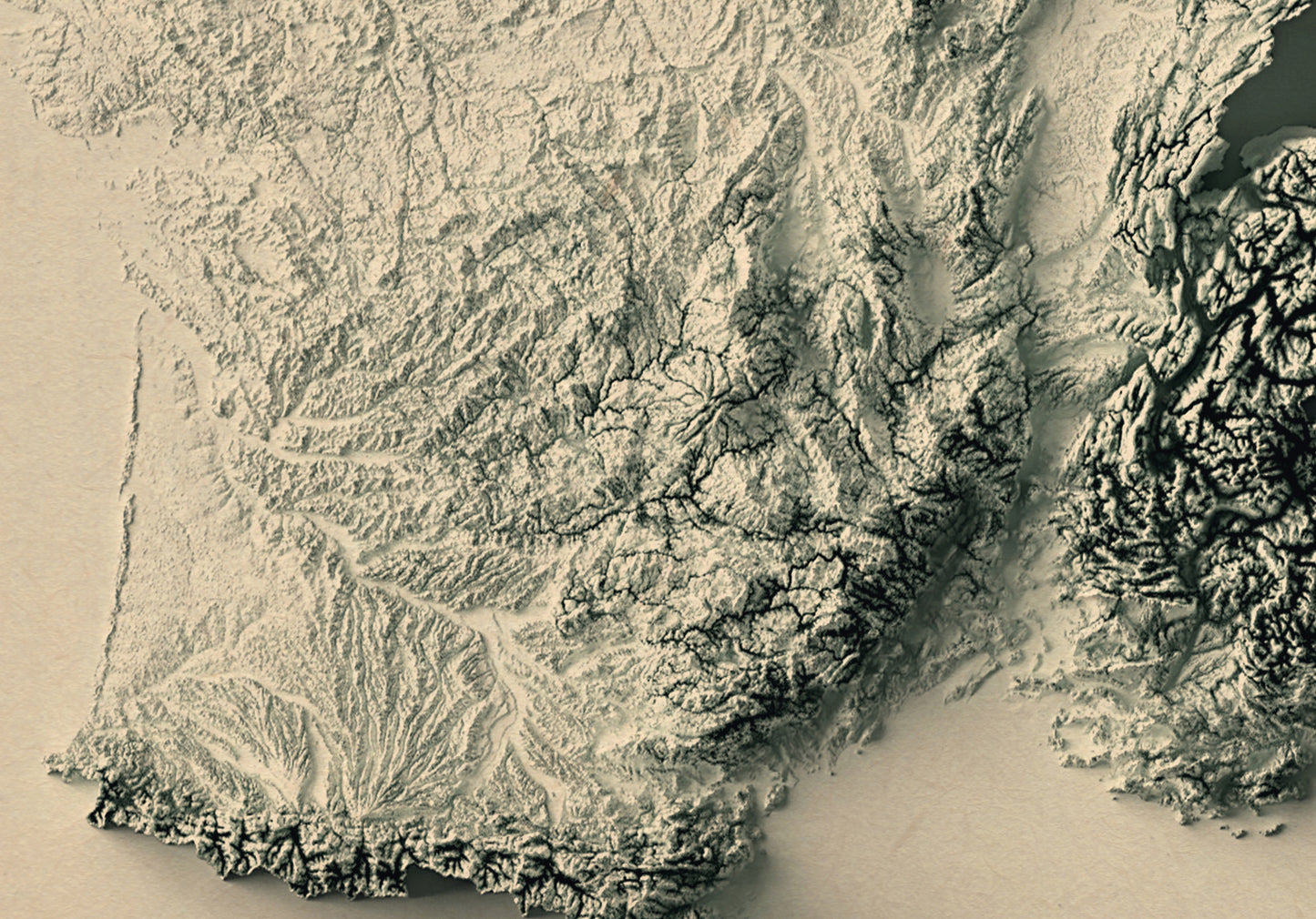 vintage shaded relief map of France