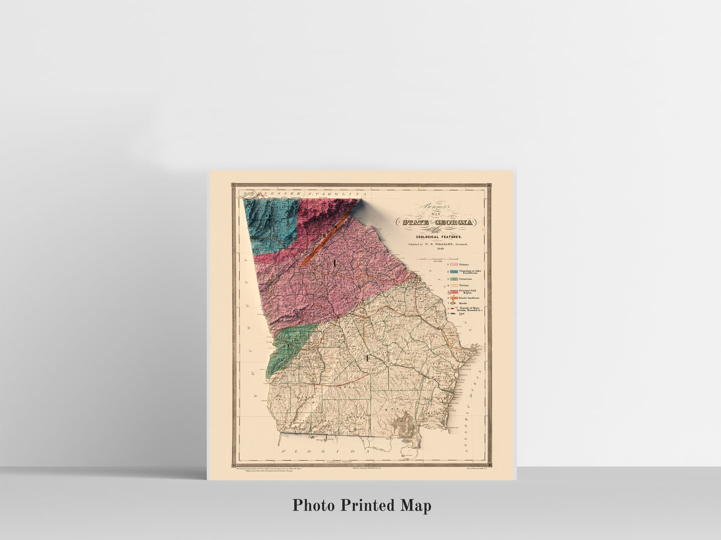 vintage shaded relief map of Georgia, USA