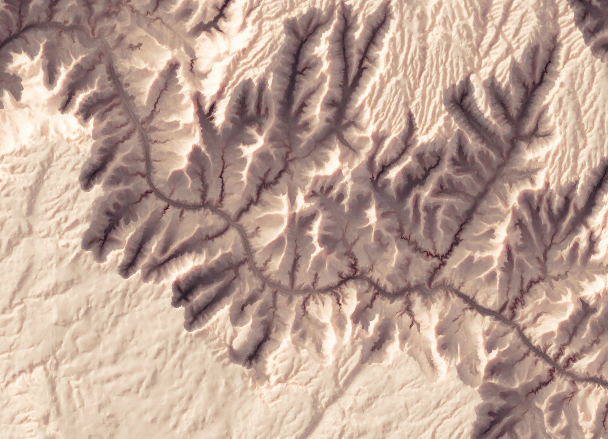 vintage shaded relief map of the Grand Canyon, Arizona, USA