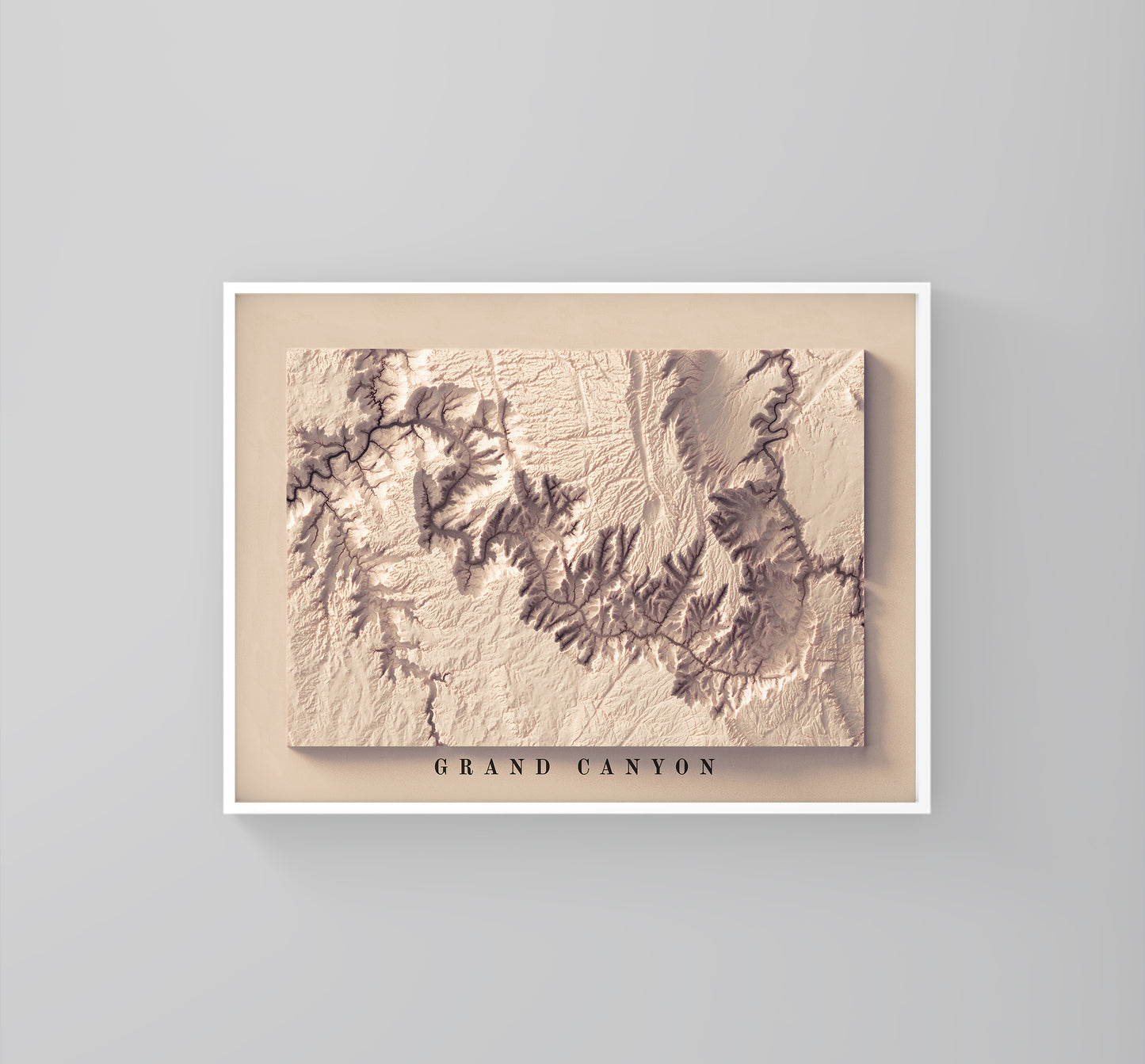 vintage shaded relief map of the Grand Canyon, Arizona, USA