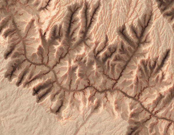 vintage shaded relief map of the Grand Canyon, Arizona, USA