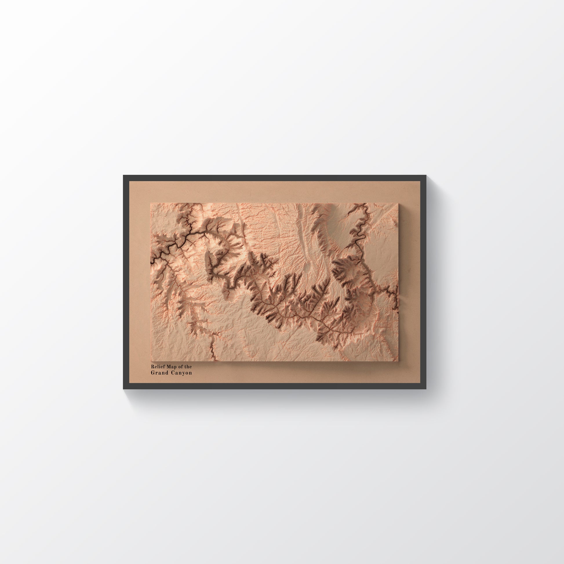 vintage shaded relief map of the Grand Canyon, Arizona, USA