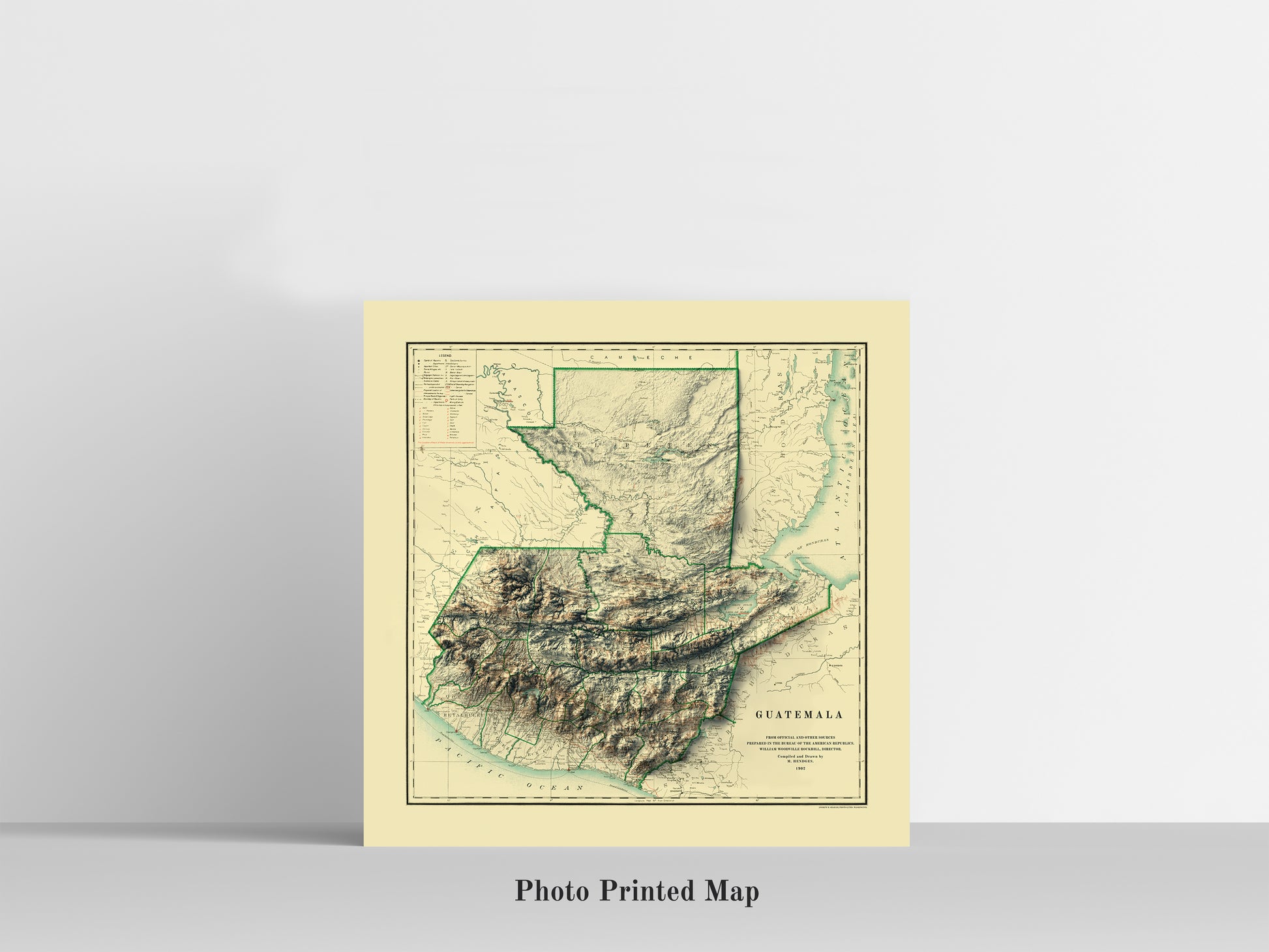 vintage shaded relief map of Guatemala