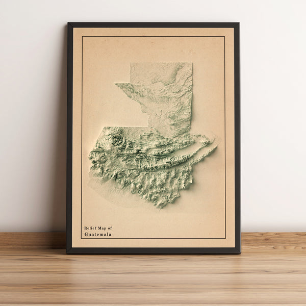 vintage shaded relief map of Guatemala