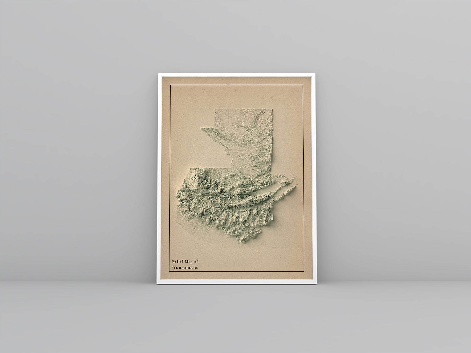 vintage shaded relief map of Guatemala